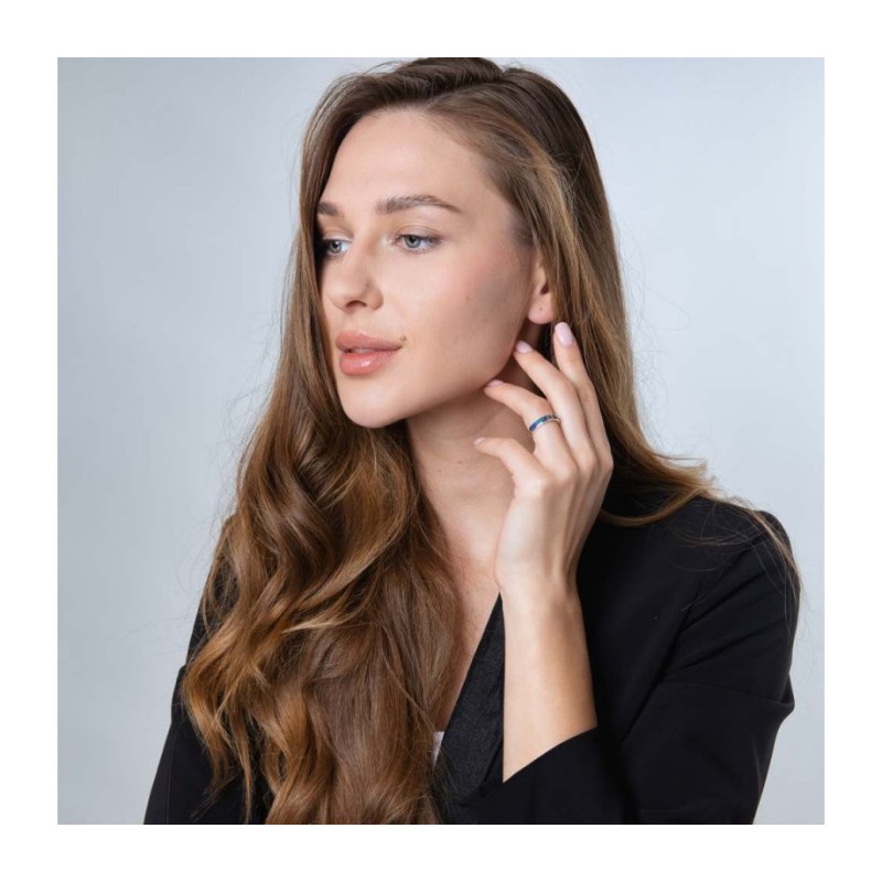 טבעת כסף סטרלינג עם אבן אילת כחולה ירוקה ו... | טבעות יהודיות